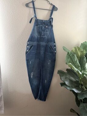 Zara Denim Overalls with Tie Adjustable Straps